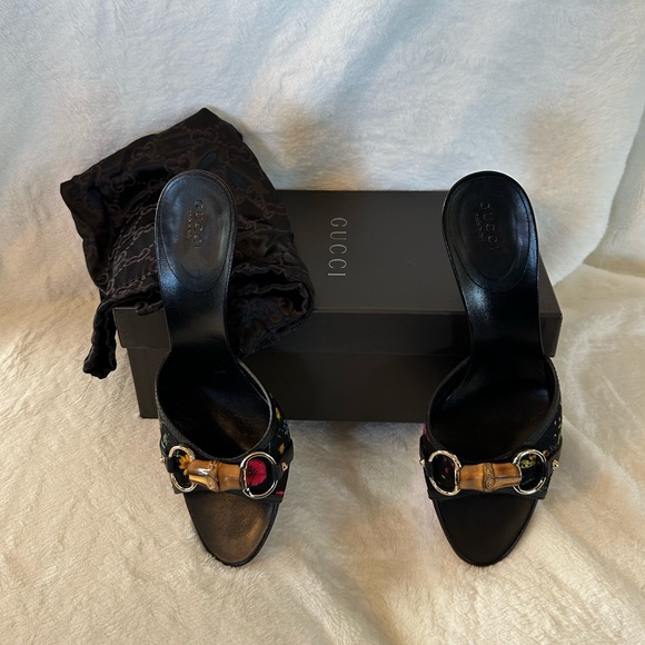 Gucci | Shoes | Gucci Canvas Floral Bamboo Horsebit Sandals | Poshmark
